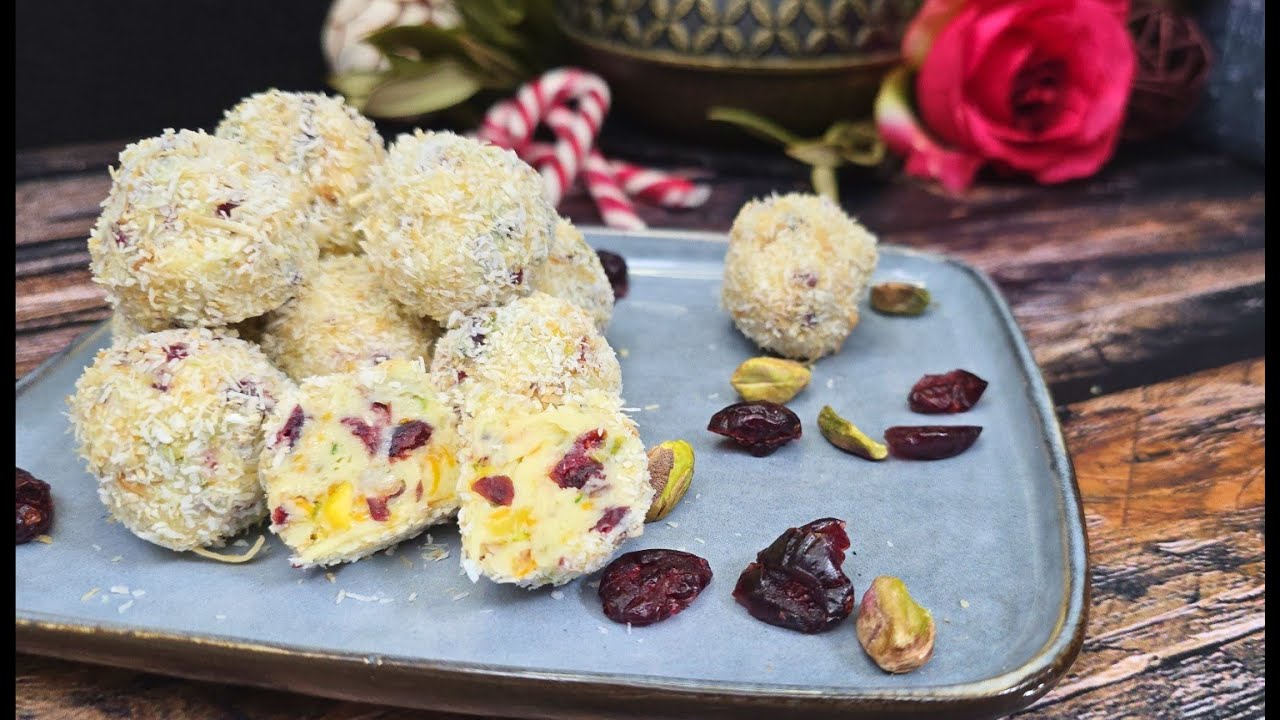 Easy White Chocolate, Pistachio & Cranberry Truffles (No-Bake Christmas Gift!)