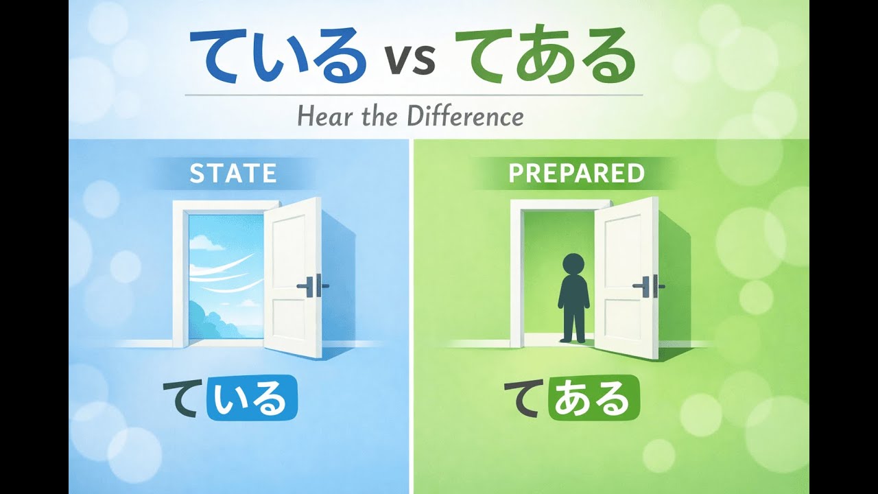 Hear the Difference: ている vs てある — Natural State vs Prepared State | Listening Quiz