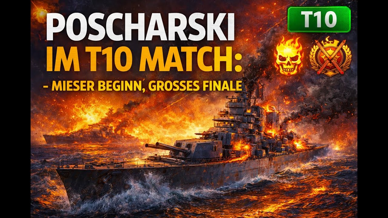 World of Warships - Poscharski im T10 Match – mieser Beginn, großes Finale