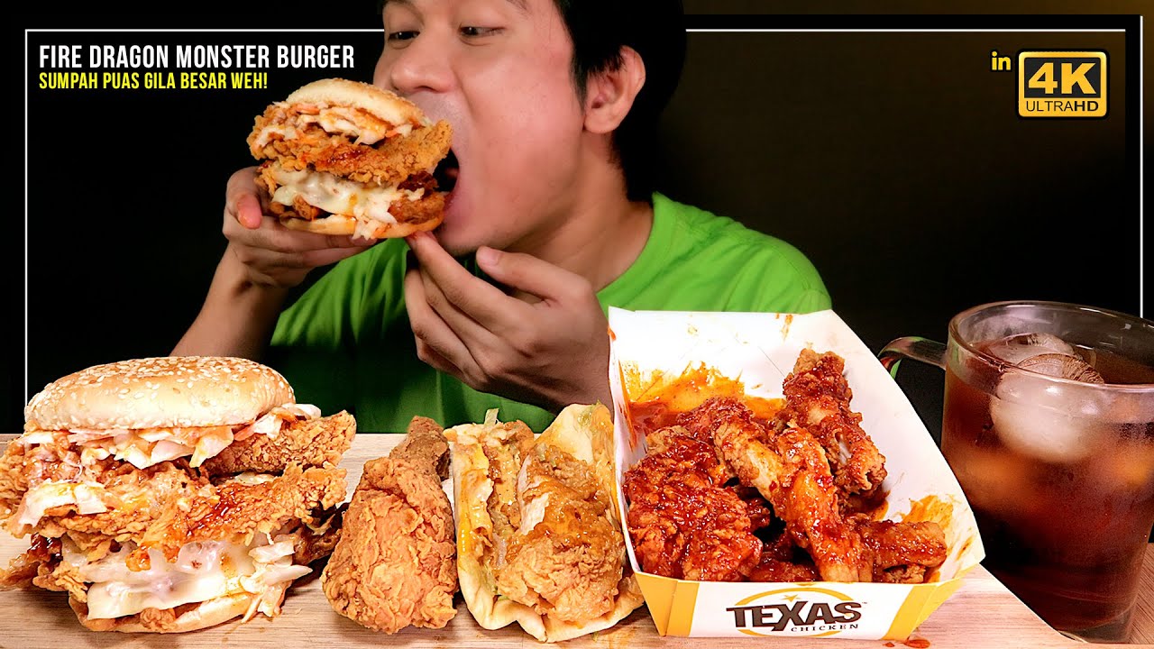 Fire Dragon Monster Burger! ada vibes SOS SAMYANG 🥵 | Mukbang Malaysia (Texas Chicken)