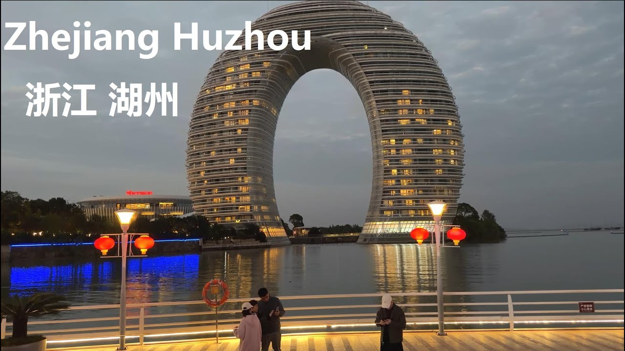 Zhejiang Huzhou City Walk Tour 4K ｜ Sheraton Hotel ｜Refers to a circular high rise building｜ Pedestr