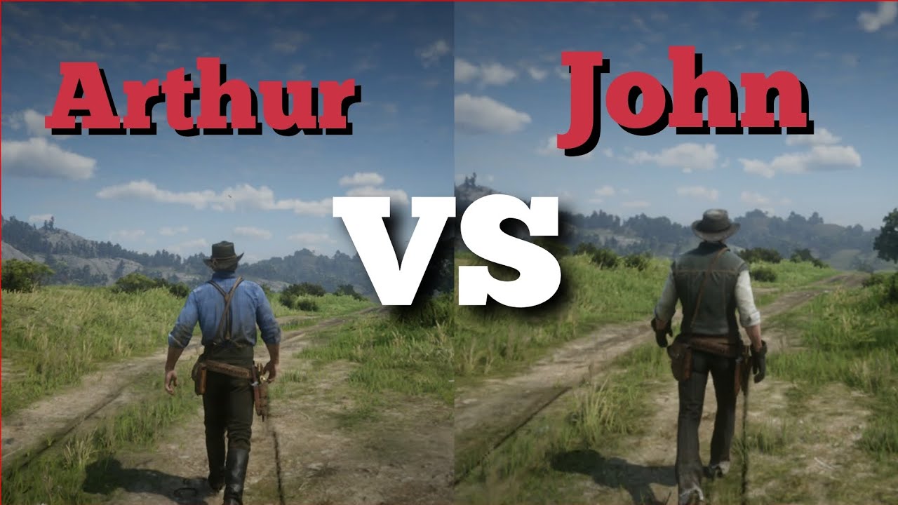 Red Dead Redemption 2 &mdash;Arthur VS John walking, running, sprinting, jumping animations
