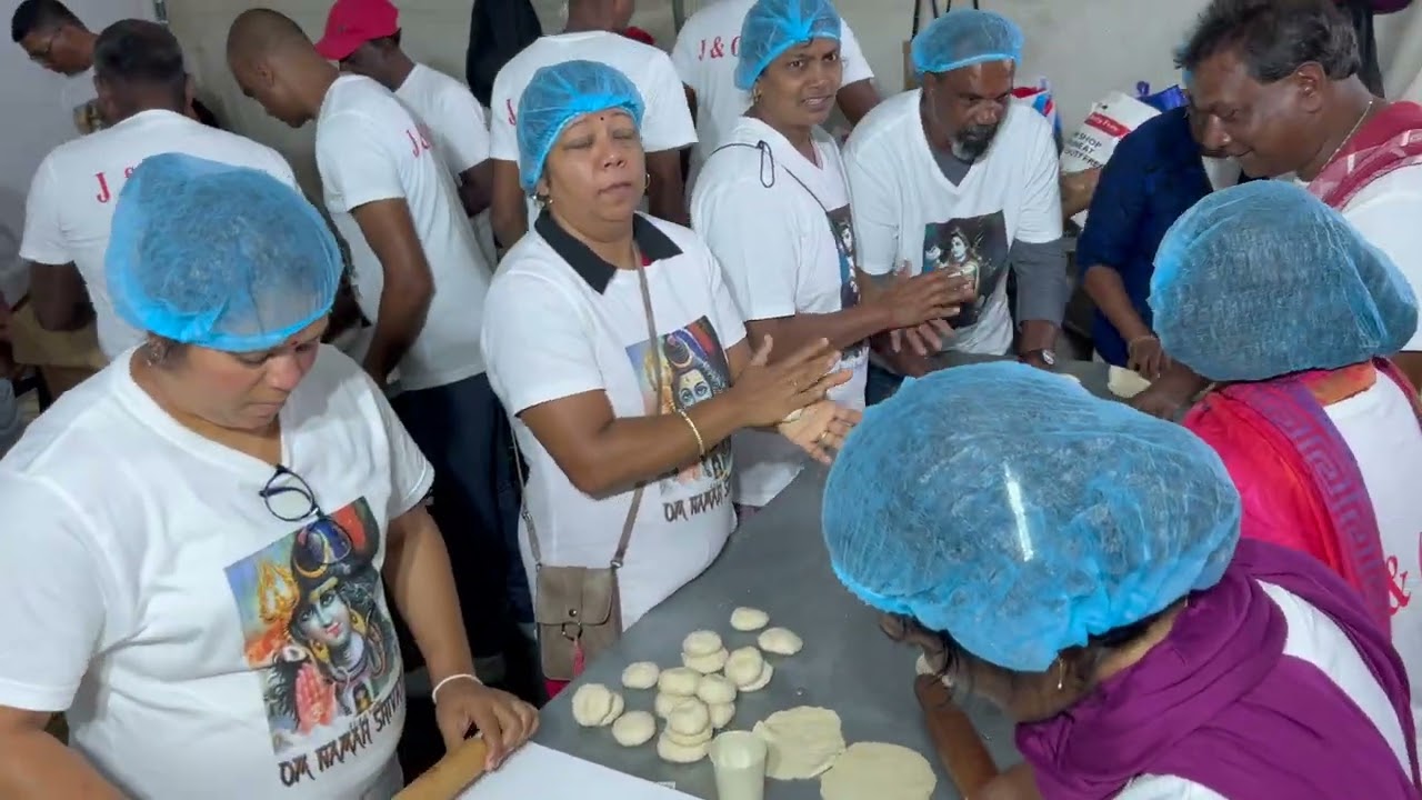 free food for pilgrims travelling to holy grand bassin at night POV mauritius