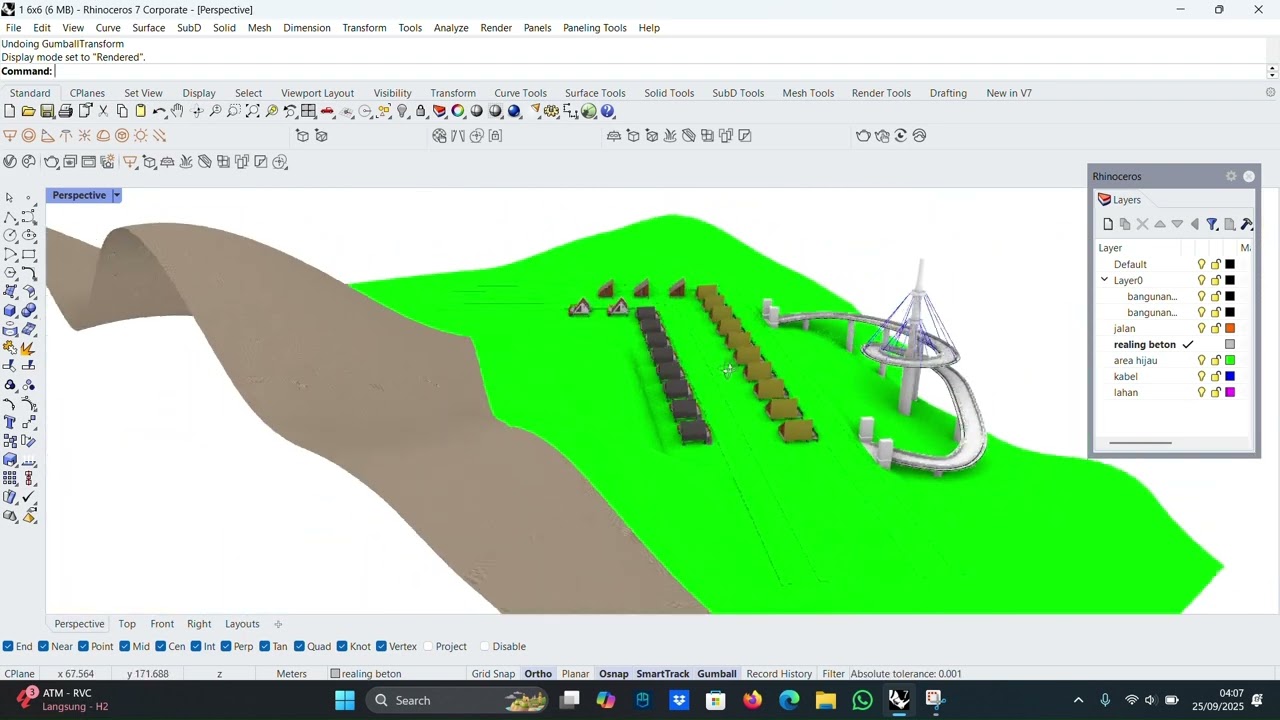 Projek Modelling Diatas kontur in rhinoceros #shorts #shortvideo