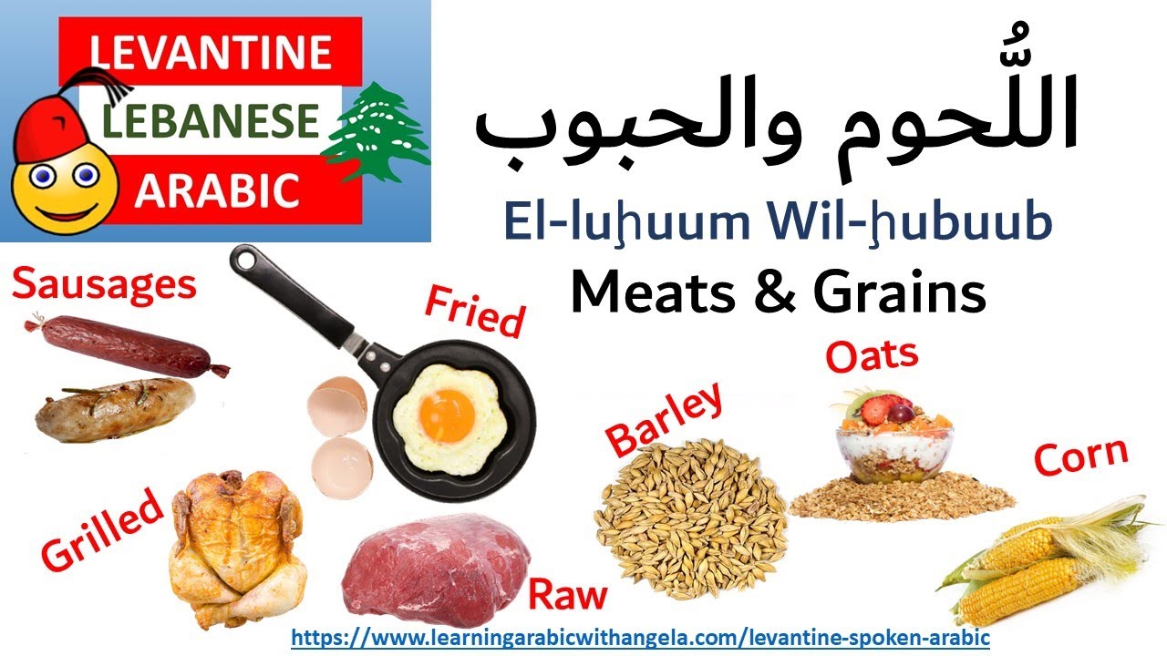Meats & Grains - اللُّحوم والحبوب -grilled, fried, etc -Learn Levantine Lebanese  Arabic with Angela