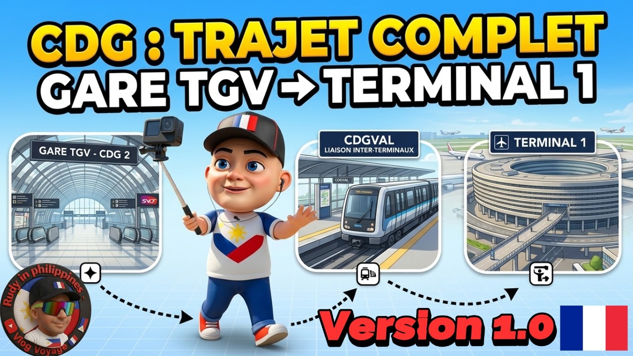 Aéroport  CDG : De la gare tgv CDG au terminal 1 via cdgval : trajet complet 🇫🇷 (version 2025 dispo)