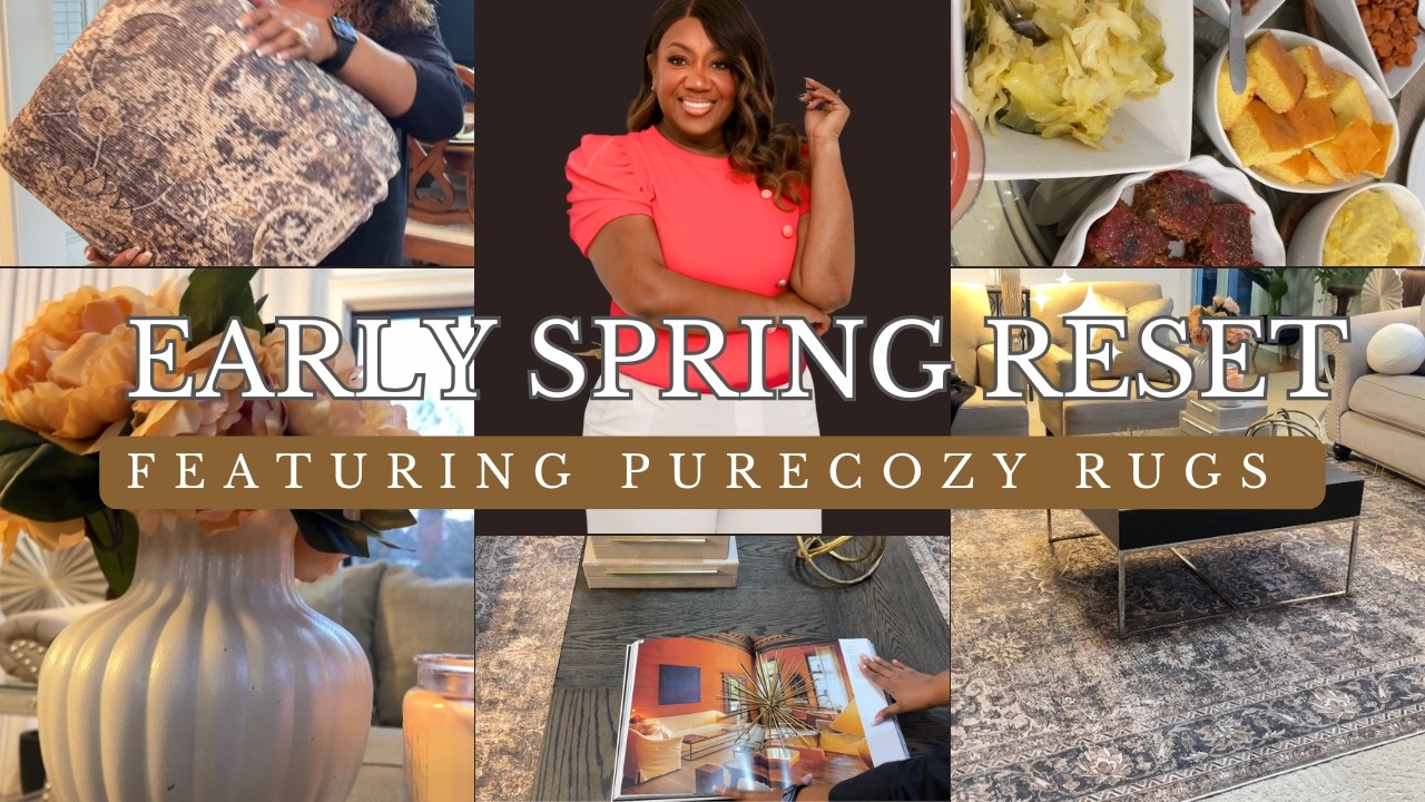 2026 Quick Early Spring Coffee Table Reset | PURECOZY Persian Inspired Washable Rug | Family Meal