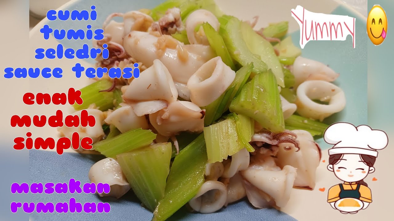 easy and simple stir fry  squid with selery Chinese recipe⁉️ 簡單又簡單的芹菜炒魷魚的中式食譜⁉️