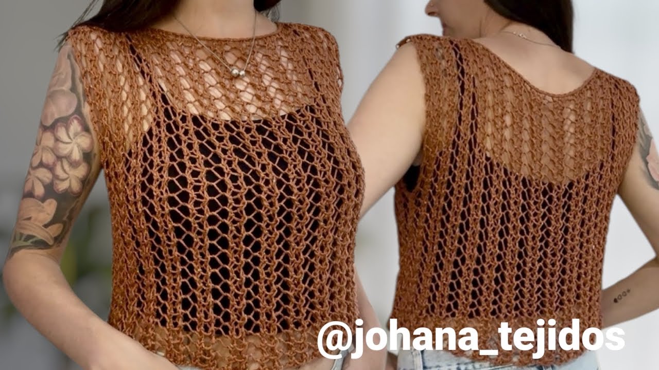 Reme Ginebra. Blusa/ remera calada tejida a dos agujas. Fácil. Todas las medidas. Tutorial. Tricot