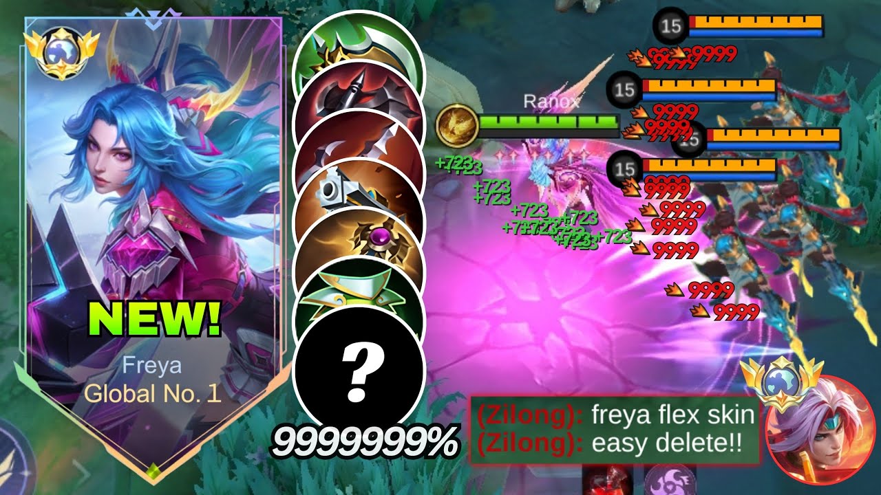 FREYA NEW SKIN OVER POWER HARD CARRY WITH CRAZY FIGHTER BUILD!! (must broken) - Mobile Legends