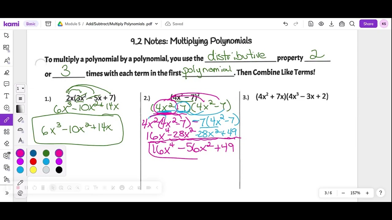 Multiplying Polynomials with the Distributive Property