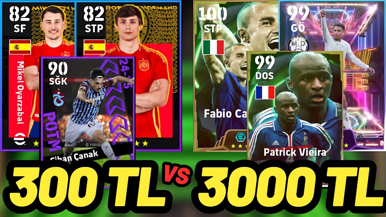 300 TL VS 3000 TL KADRO | EFOOTBALL 2025 MOBİLE