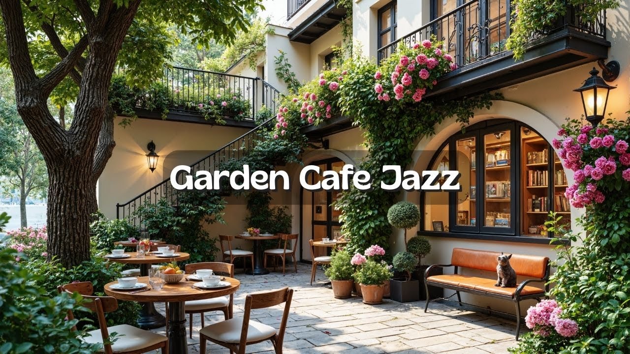 Cozy Secret Courtyard Caf&eacute; 🎷 Forest Garden Ambience with Smooth Jazz for Focus & Relaxation