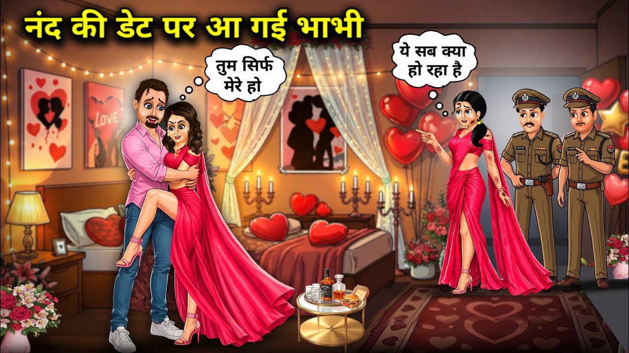Sister-in-law comes on Nand's date||Hindi cartoon stories||Sister-in-law shows up on Nand's date..!