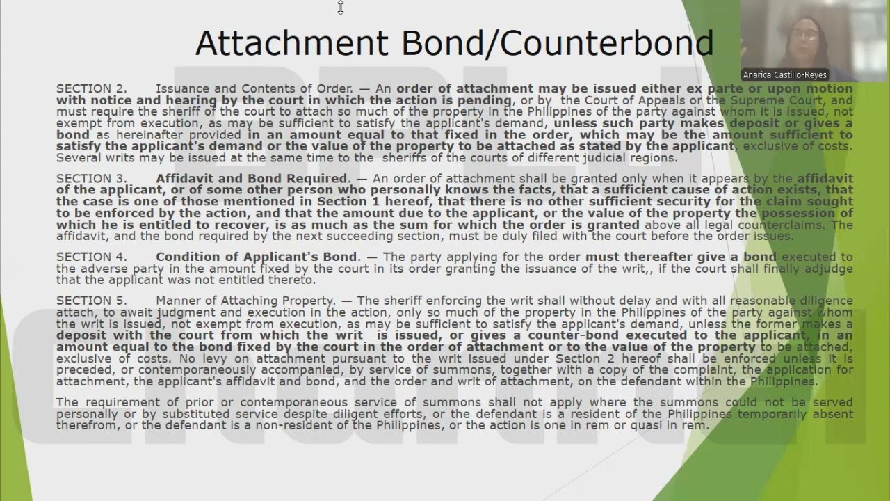 Provisional Remedies -  Preliminary Attachment