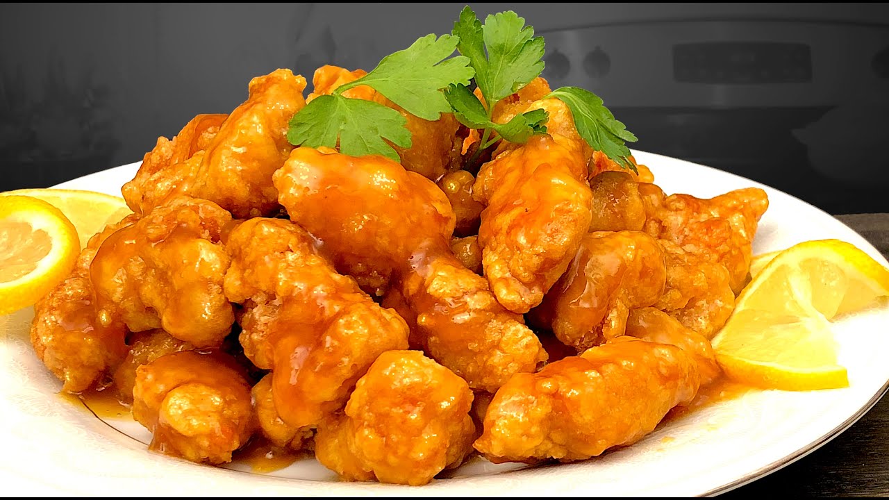 Хрустящая курица с лимоном в кисло-сладком китайском стиле