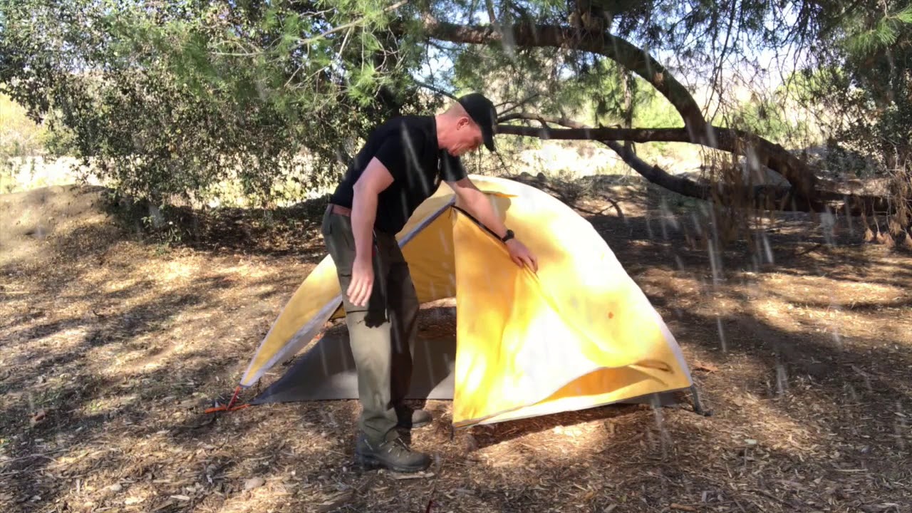 Setting Up REI 1:2 Dome II Tent In The Rain