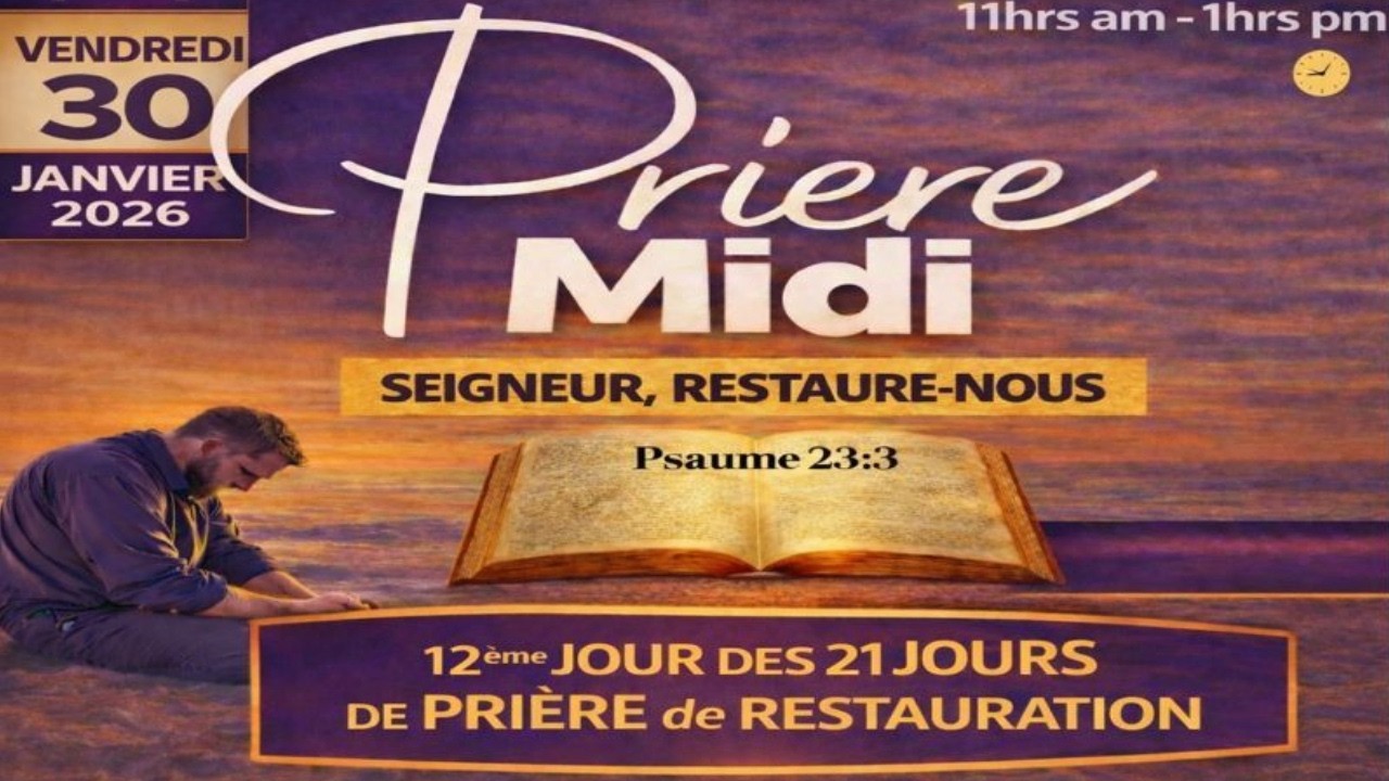 PRIERE MIDI EN DIRECT VENDREDI 30  JANVIER 2026 🟢SEIGNEUR , RESTAURE -NOUS 🟢 12EME JOUR DES 21 JOURS