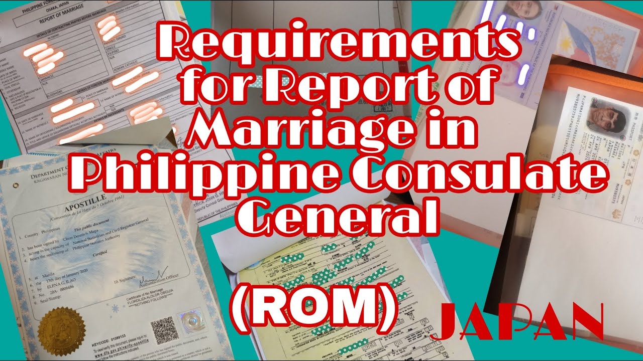 REPORT OF MARRIAGE REQUIREMENTS PHILIPPINE CONSULATE IN JAPAN