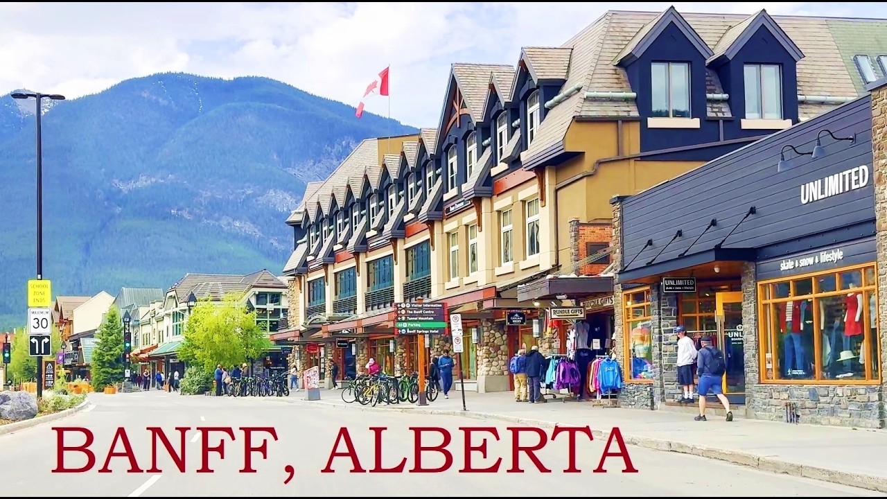 Banff Alberta Town Driving Tour 4K