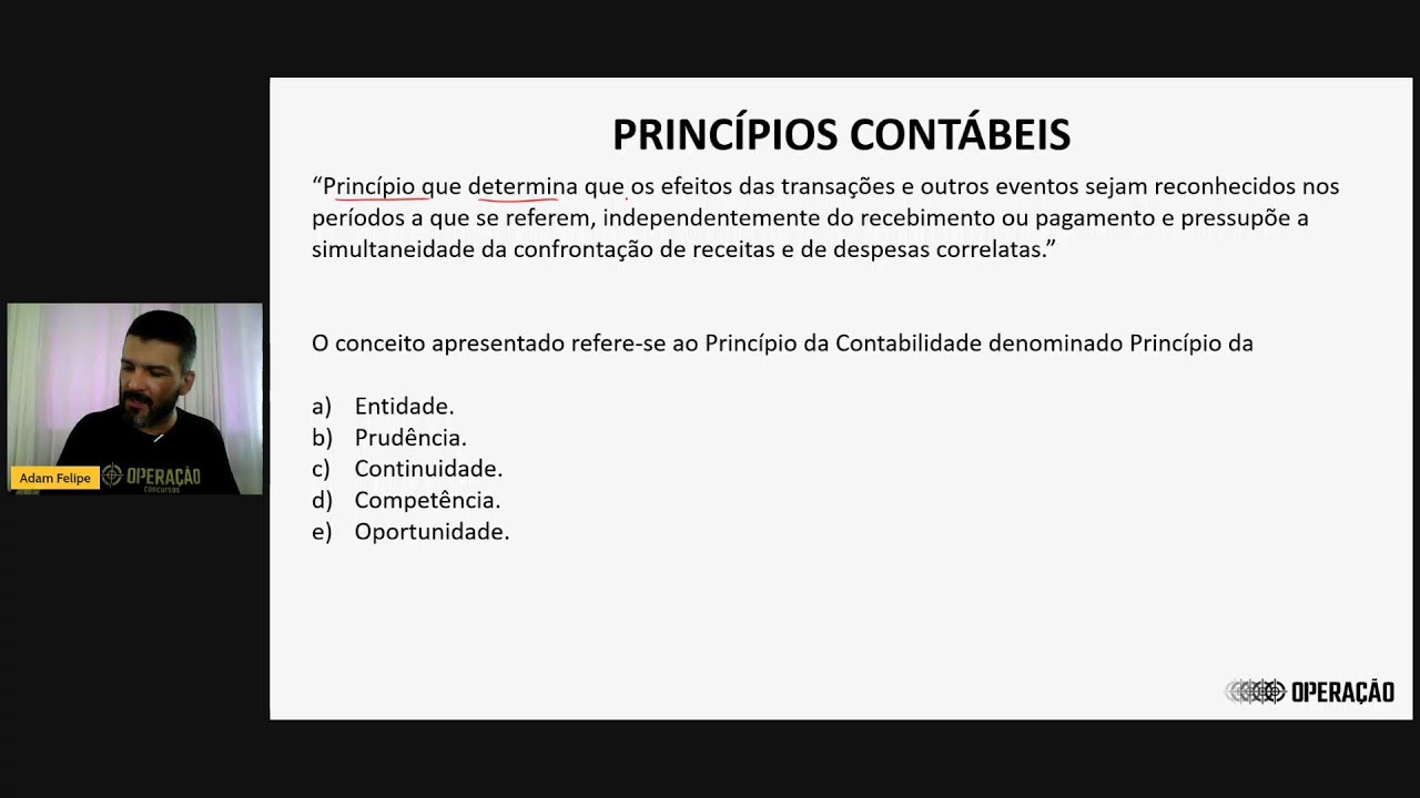 Contabilidade para PC-SC - Aula de Exercícios - Princípios Contábeis | Operação Concursos