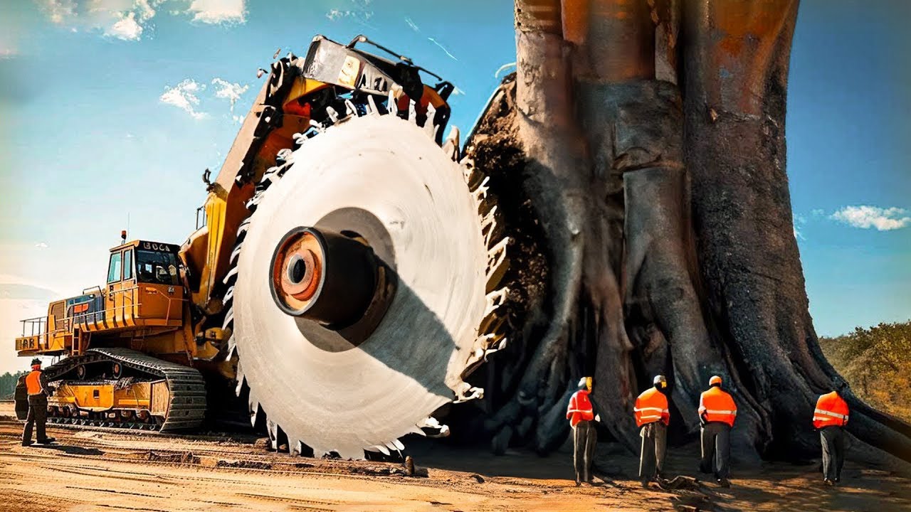 Extreme Dangerous Fastest Big Chainsaw Cutting Tree Machines | Monster Stump Removal Excavator #44