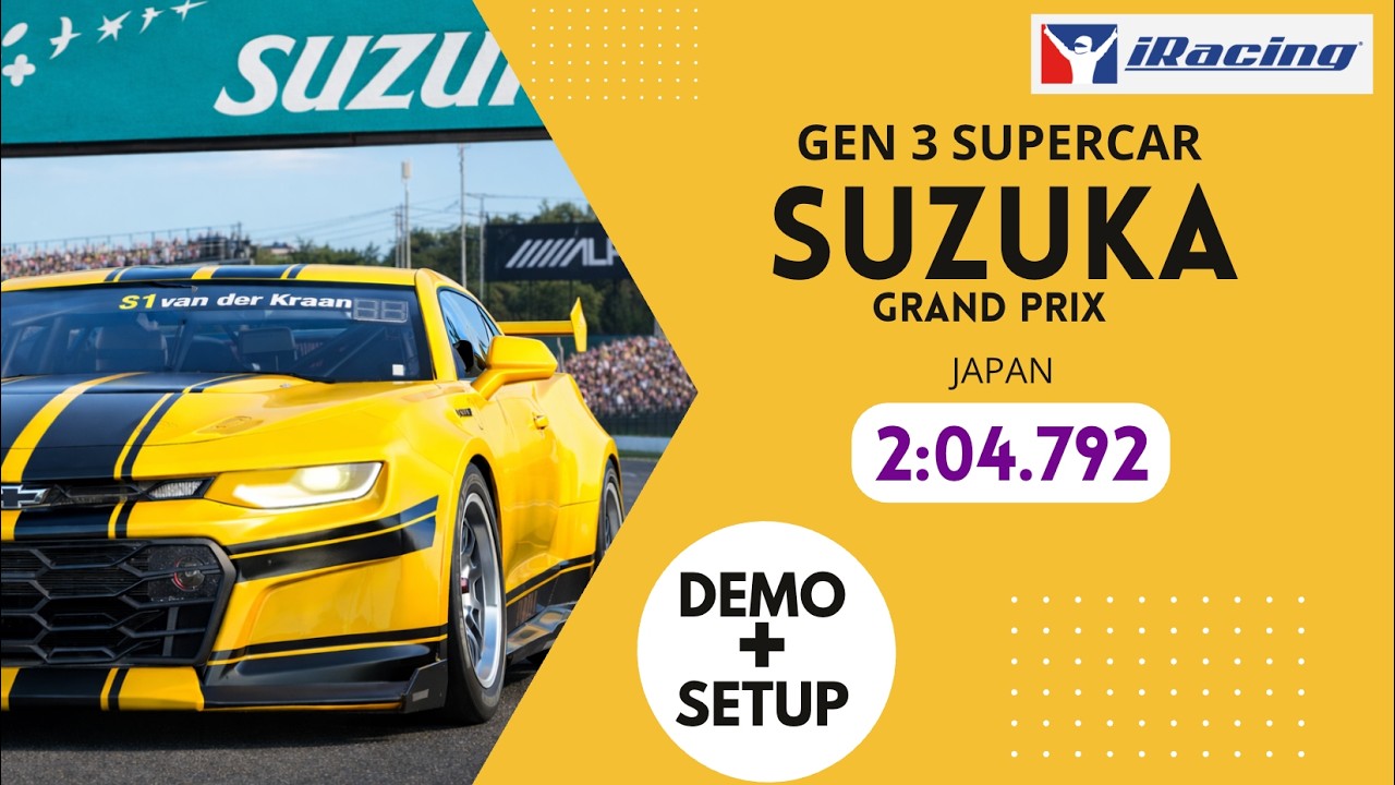 iRacing SUZUKA (Japan) 2:04.792 GEN 3 V8 SUPERCAR Demo lap and Setup