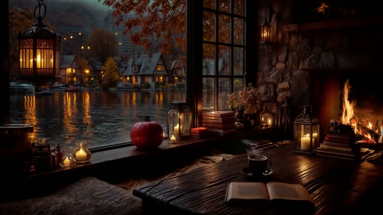 INSTANT SLEEP IN 5 MINUTES 😴🍂 Autumn Rain Window & Candlelight Glow 🔥 Calm Cozy Night