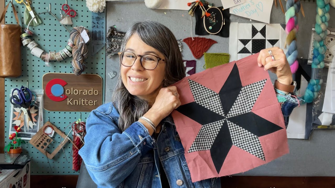 Episode 46: July 25, 2025 Gramercy sweater, Larch socks, Olga Jacket, and Farm and Folk quilt blocks