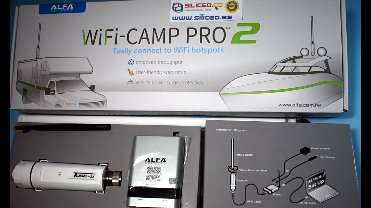 ✅ Alfa Wi-Fi Camp Pro 2 Kit internet para Caravana o Barco