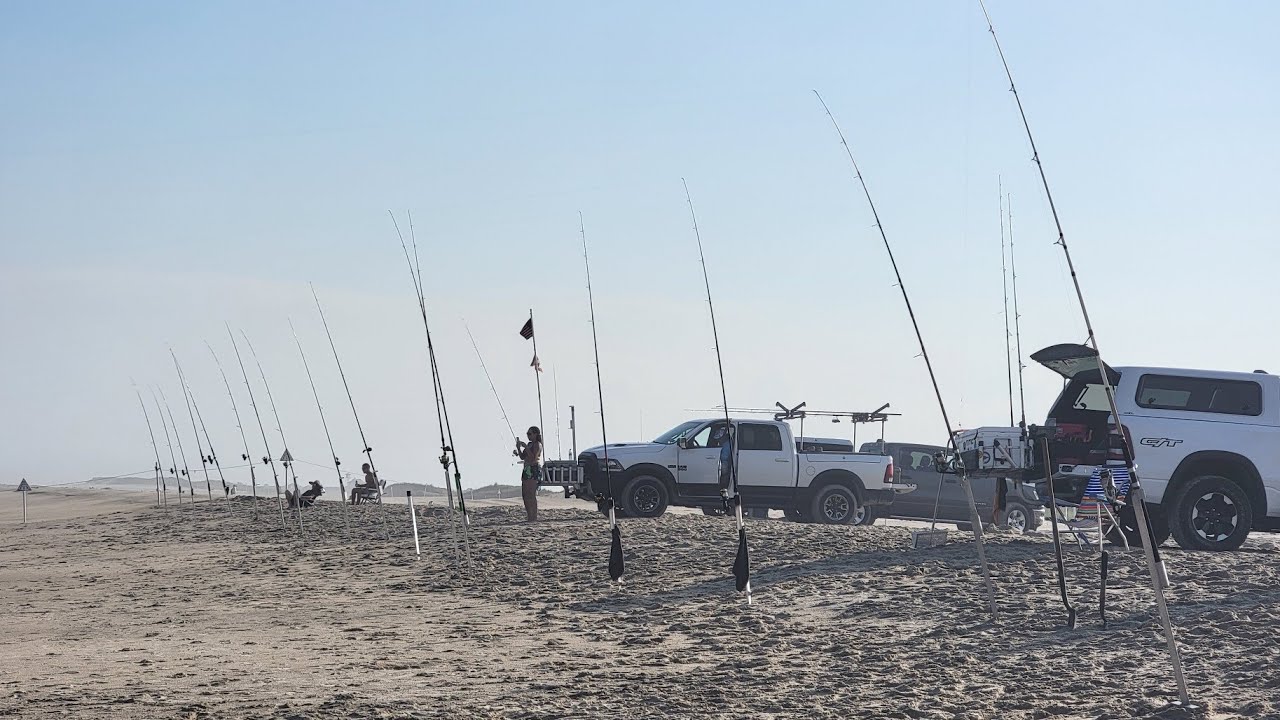 Surf fishing Assateague Beach, Chincoteague va
