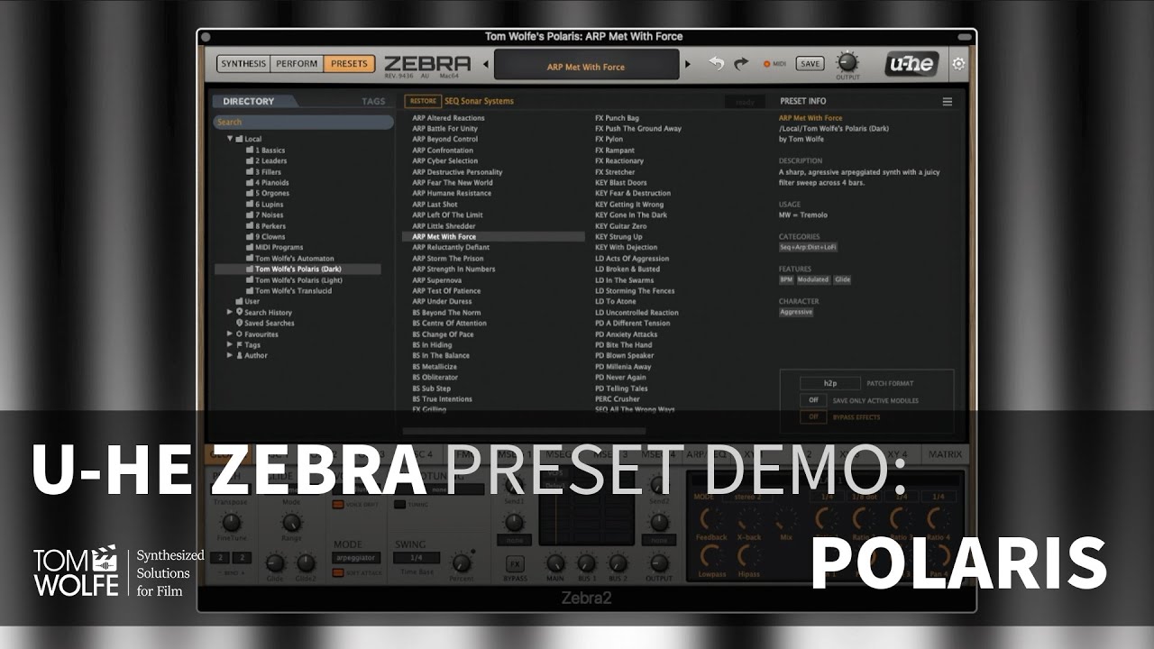 U-he Zebra: Polaris Preset Walkthrough (Cinematic Presets)