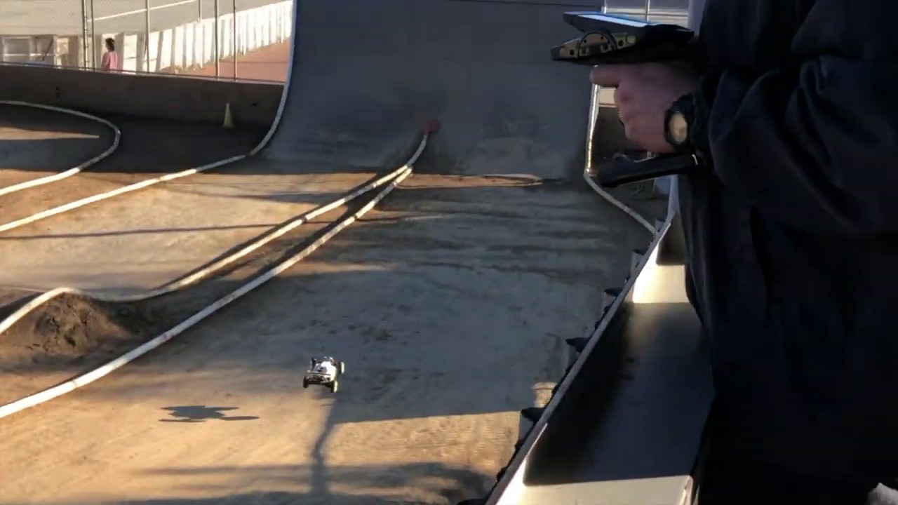 Adam Drake from Mugen Seiki Racing practicing at Thunder Alley Raceway.  MBX8