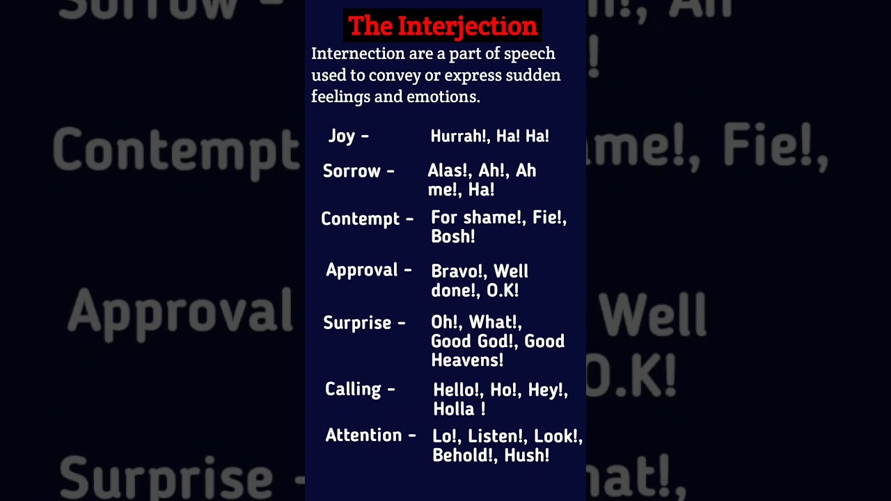 The Interjection | parts of speech #shorts
