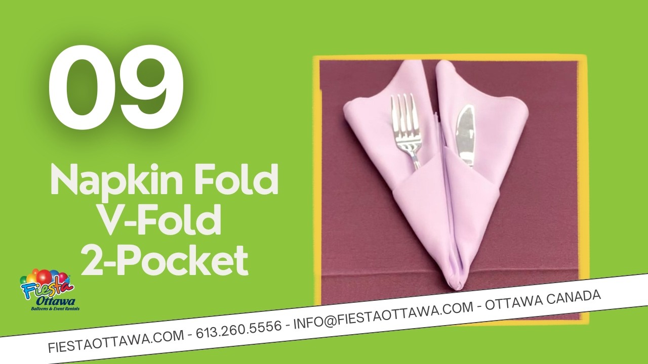 Napkin Fold   V Shape with 2 utsentil pockets