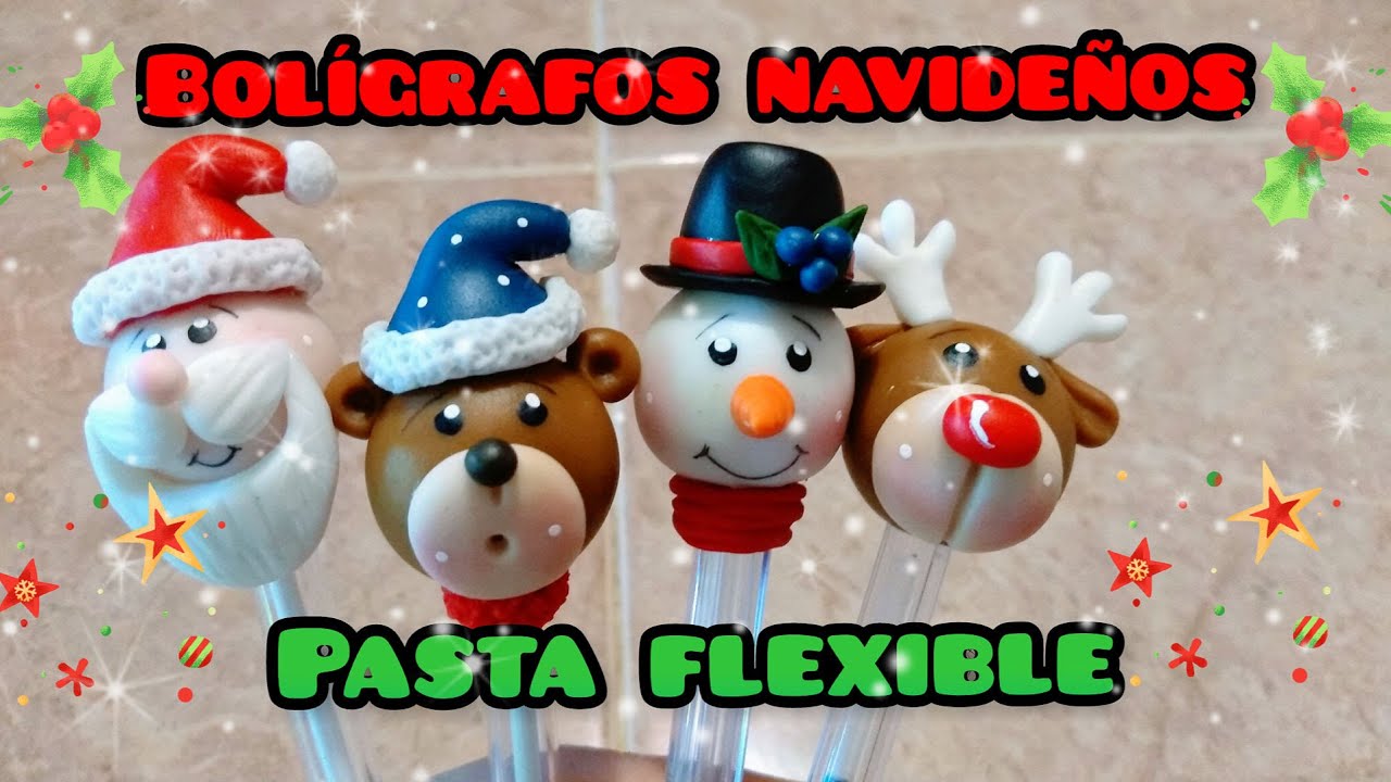 Bolígrafos navideños 🎅🐻🦌☃️(plumas,lapiceros) *Pasta flexible* *Porcelana fría*