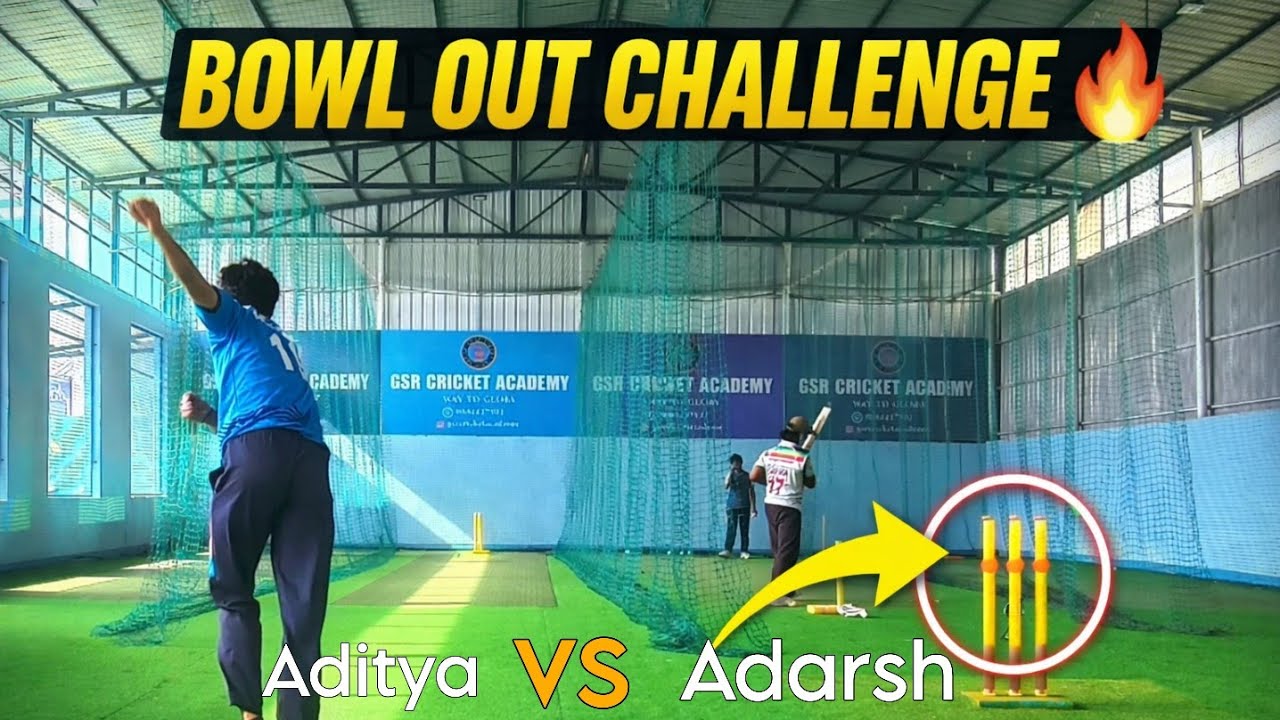 Bowl out challenge 🔥😱Aditya versus Adarsh #cricket #cricketlover #fastbowling #vlog 