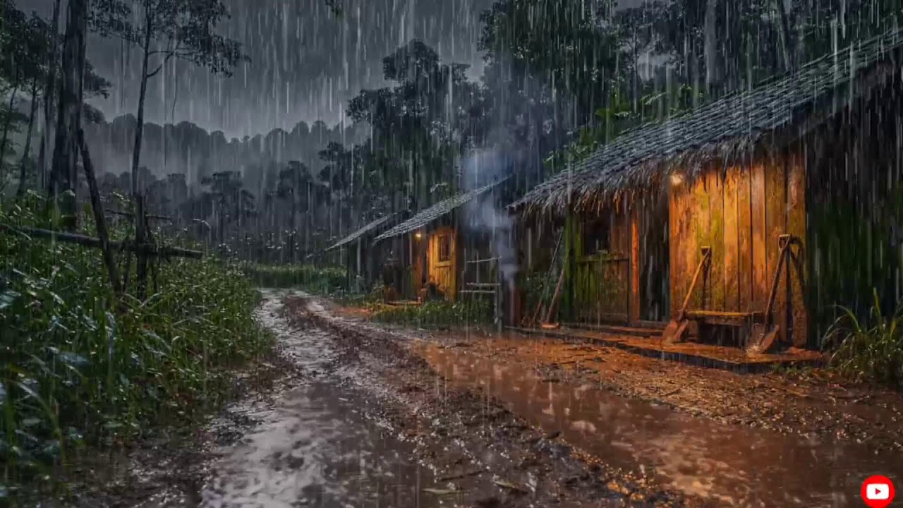 Sonidos de Lluvia Fuerte y Truenos Nocturnos 🌧️ Techo de Hojalata para Dormir Mejor