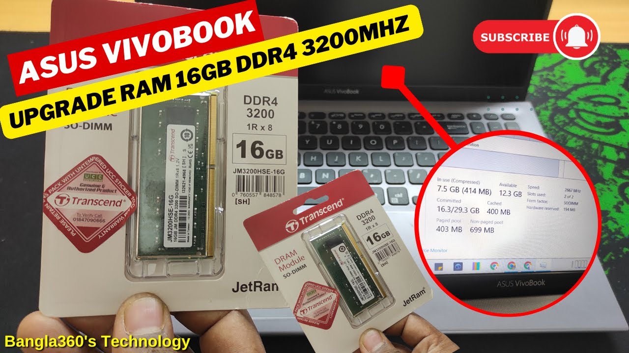 How To Upgrade RAM 16GB DDR4 3200MHz Asus VivoBook 15 X512JA Ram Upgrade  Disassembly And Assembly