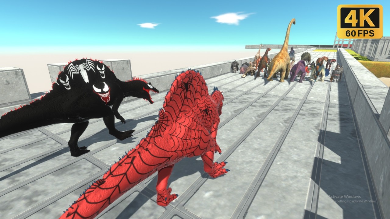 Trying to escape from Venom & Spider-Man Spinosaur - Animal Revolt Battle Simulator