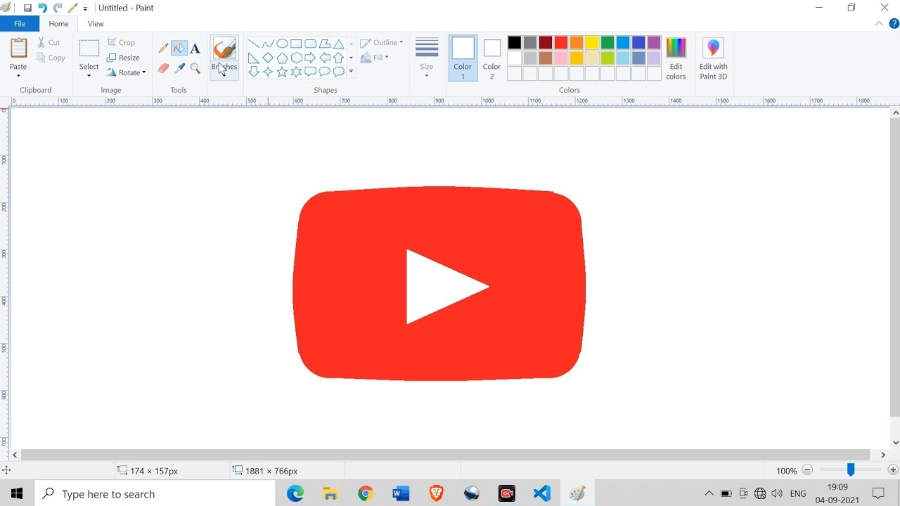 How to make youtube logo in MS paint ?