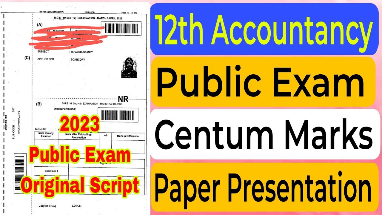12th Accountancy Public Exam Centum Mark Paper Presentation |12th Accountancy  Paper Presentations
