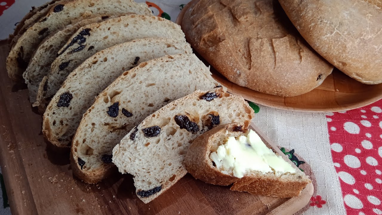 PÃO SEMI  INTEGRAL COM AMEIXAS! 100% FERMENTO NATURAL LEVAIN ! FÁCIL!