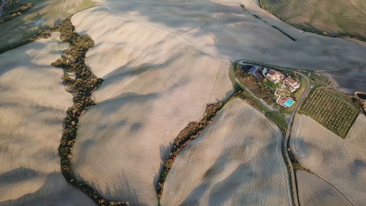 4K - DJI Mavic Pro - Drone footage at sunset on Val d'Era - Volterra - Tuscany - Italy