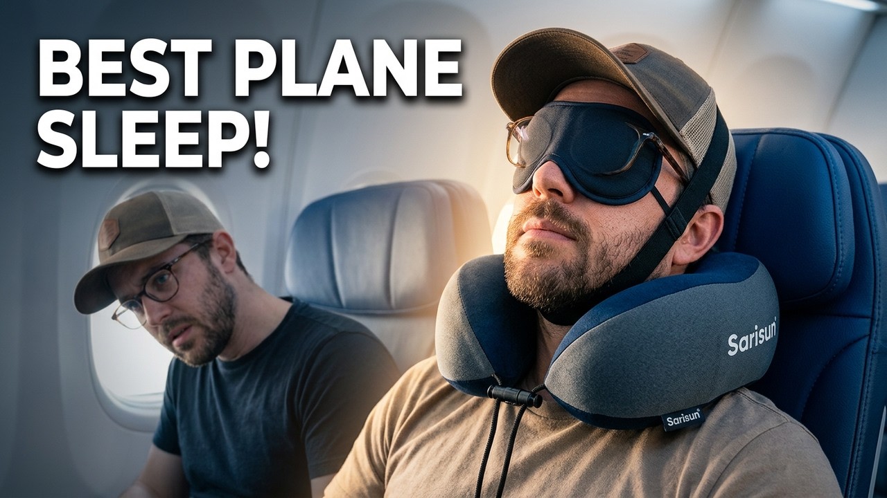 Best Plane Sleep I've Ever Had! Sarisun Neck Travel Pillow Review
