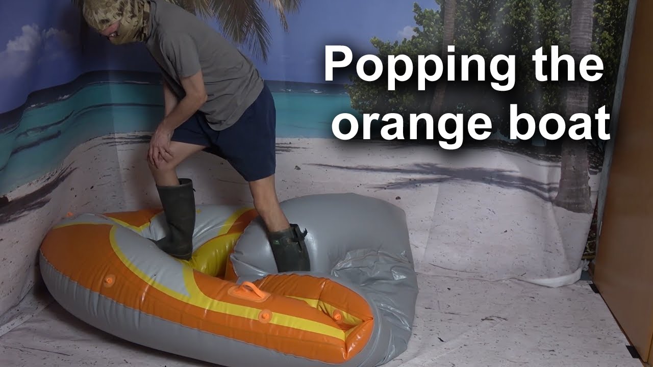 Pop inflatable -Popping the Orange Boat 💨🧡 from tight to flat!