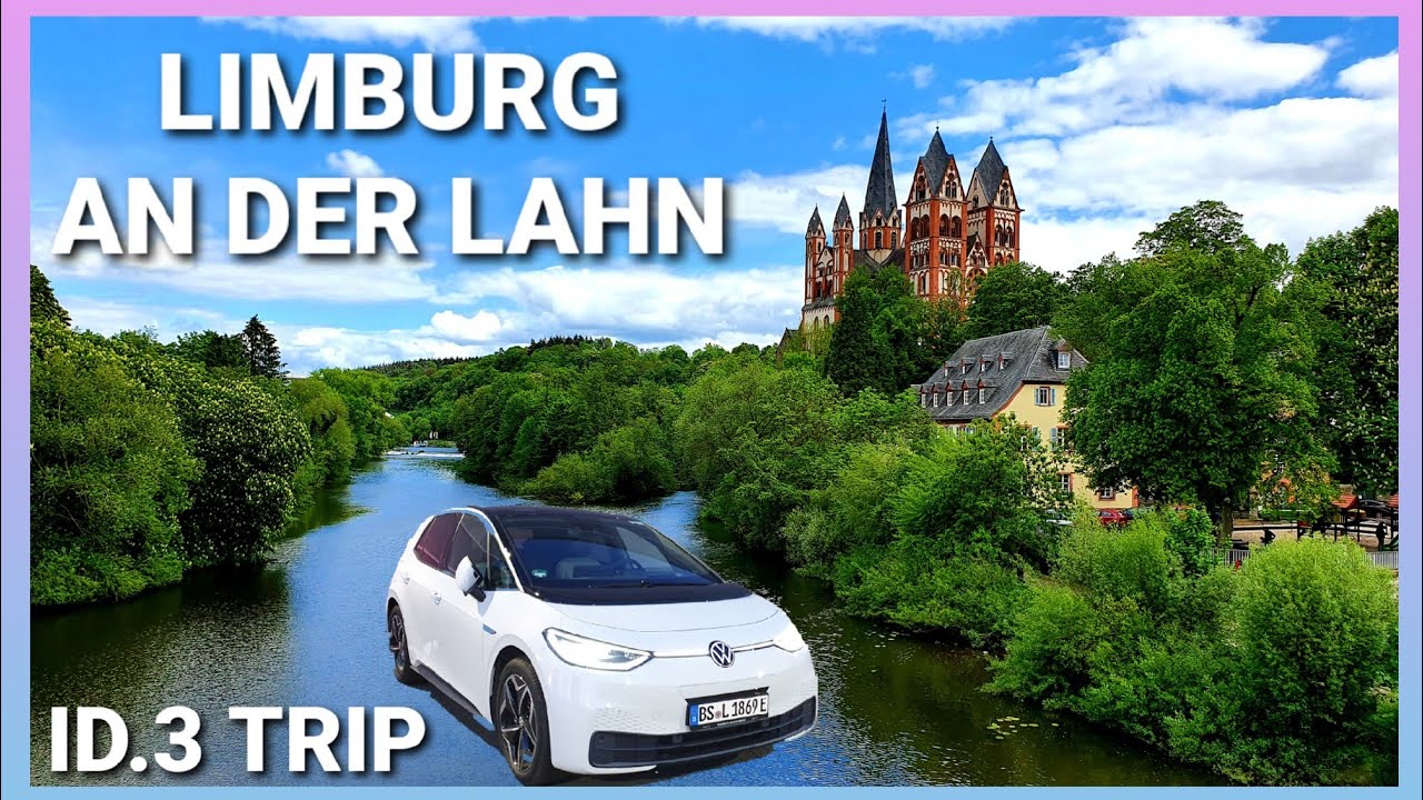 Mit dem Elektroauto ID.3 nach Limburg an der Lahn. Ladesäule auf dem Parkplatz .