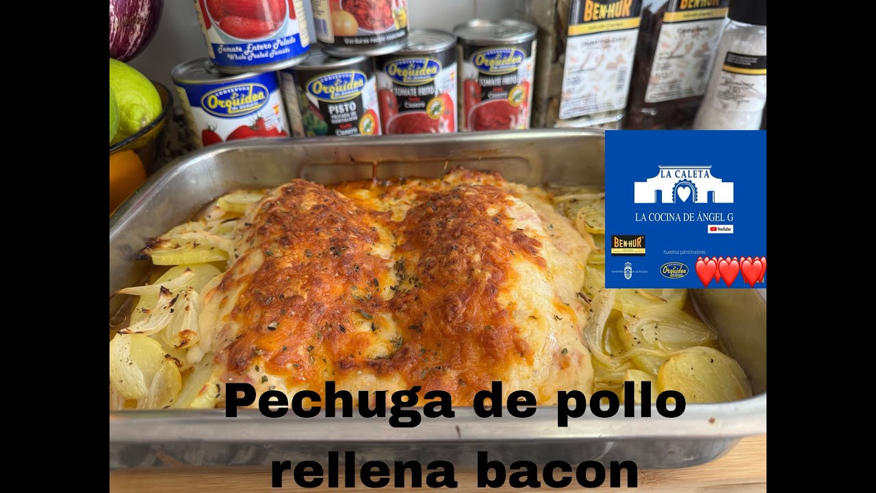 Pechuga de pollo rellena de bacon y jamón 