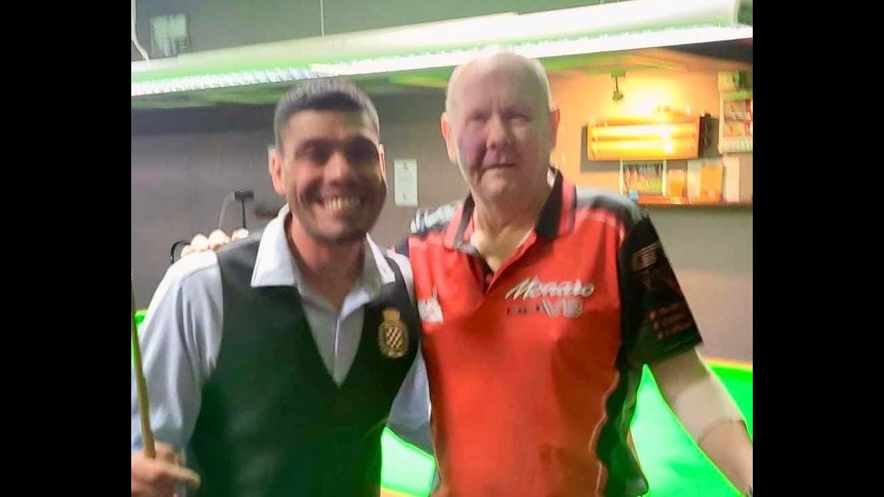 Vinnie Calabrese (80 break) vs Mick Gorrell at Port Macquarie Panthers Snooker Exhibition