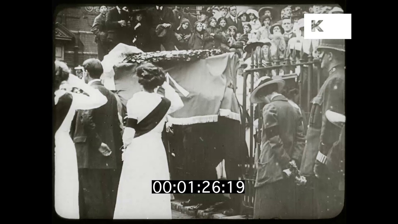 Emily Davison's Funeral 1913, UK Suffragette, HD from 35mm